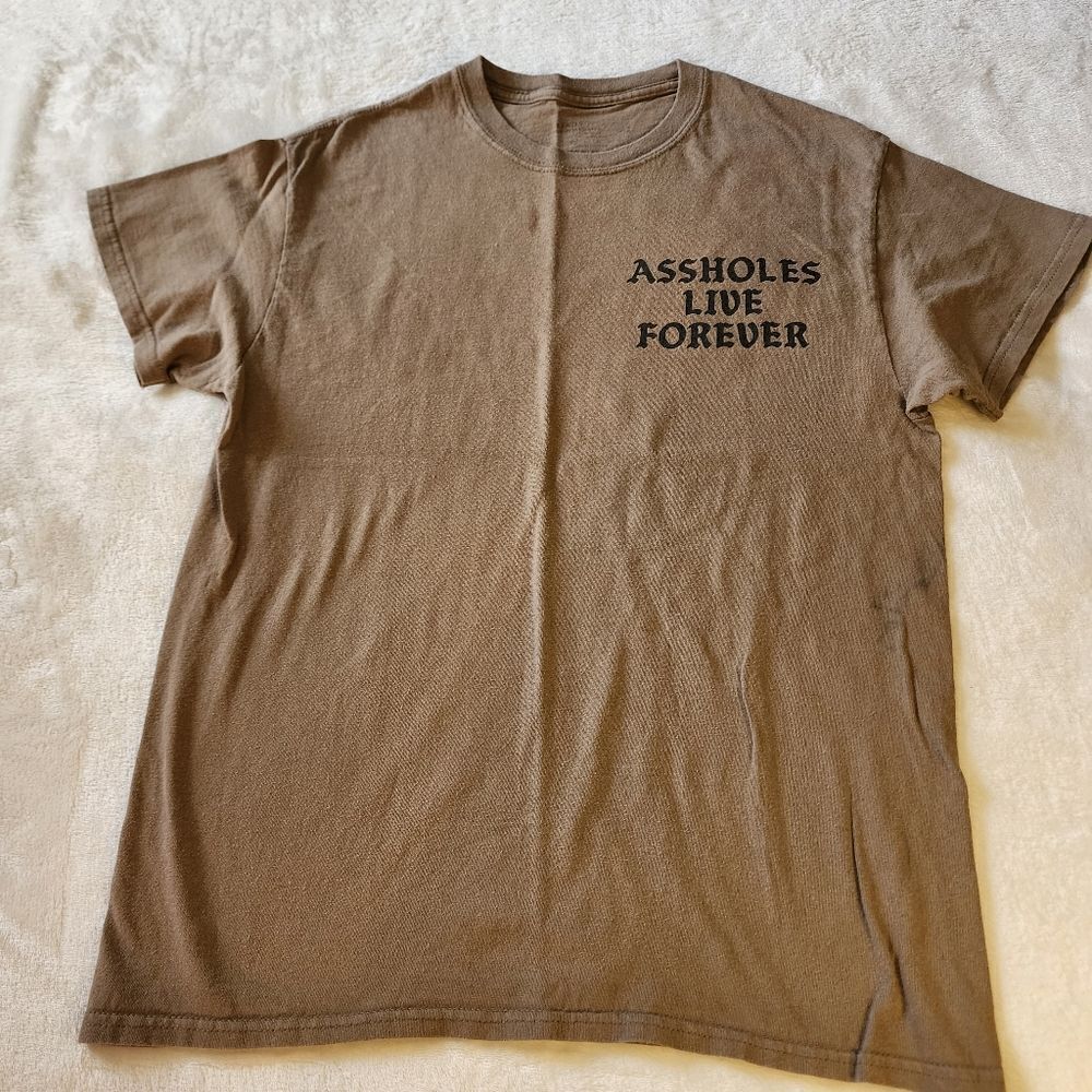 A**holes Live Forever Tan Shirt Sleeve Tshirt Size Medium With Graphics